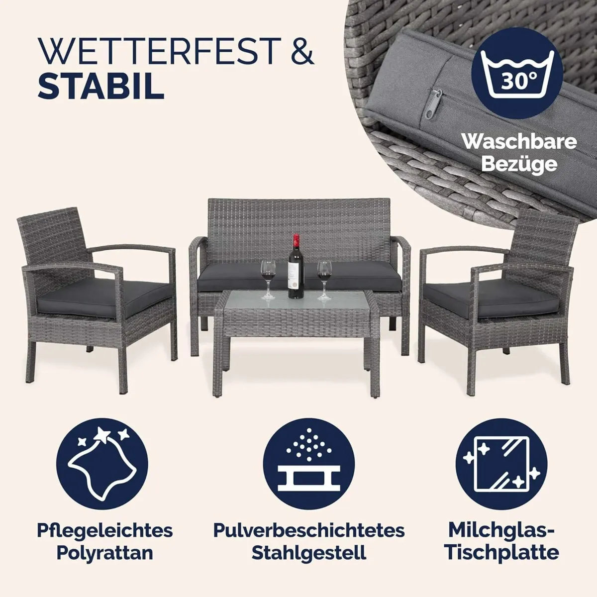 Garden Furniture Set for 4 People – Weatherproof R - Image 4