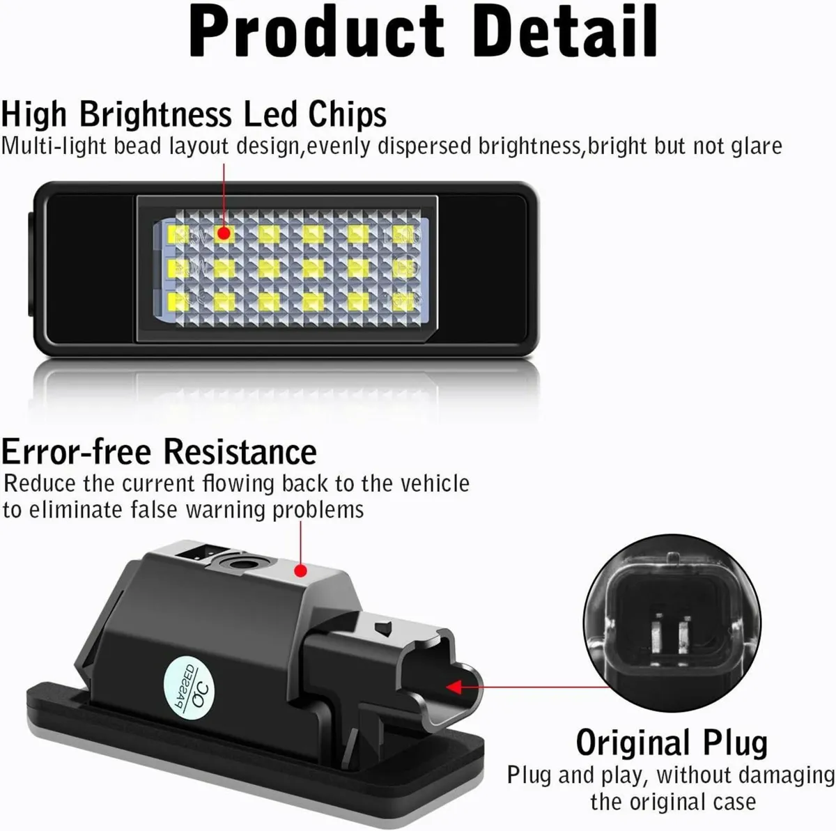 CITROEN PEUGEOT LED Rear Number Plate Bulb SMD Bri - Image 1