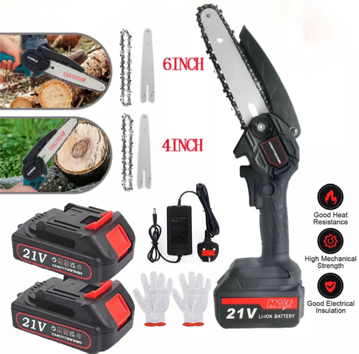 Cordless Mini Chainsaw 4” 6” With 2 Batteries NEW - Image 3