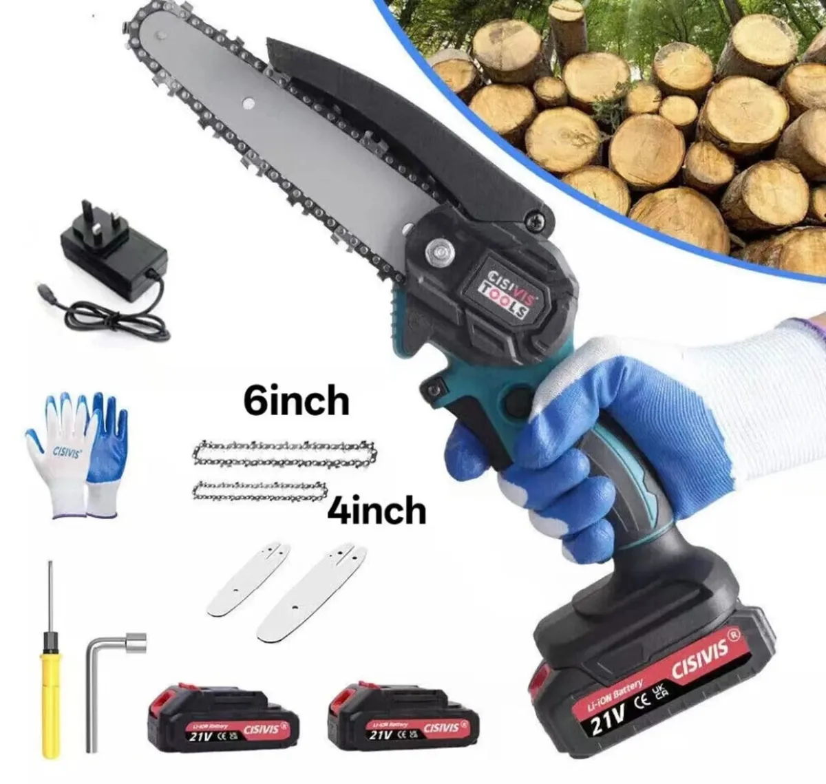 NEW Cordless Mini Chainsaw 4” 6” & 2 Batteries - Image 3