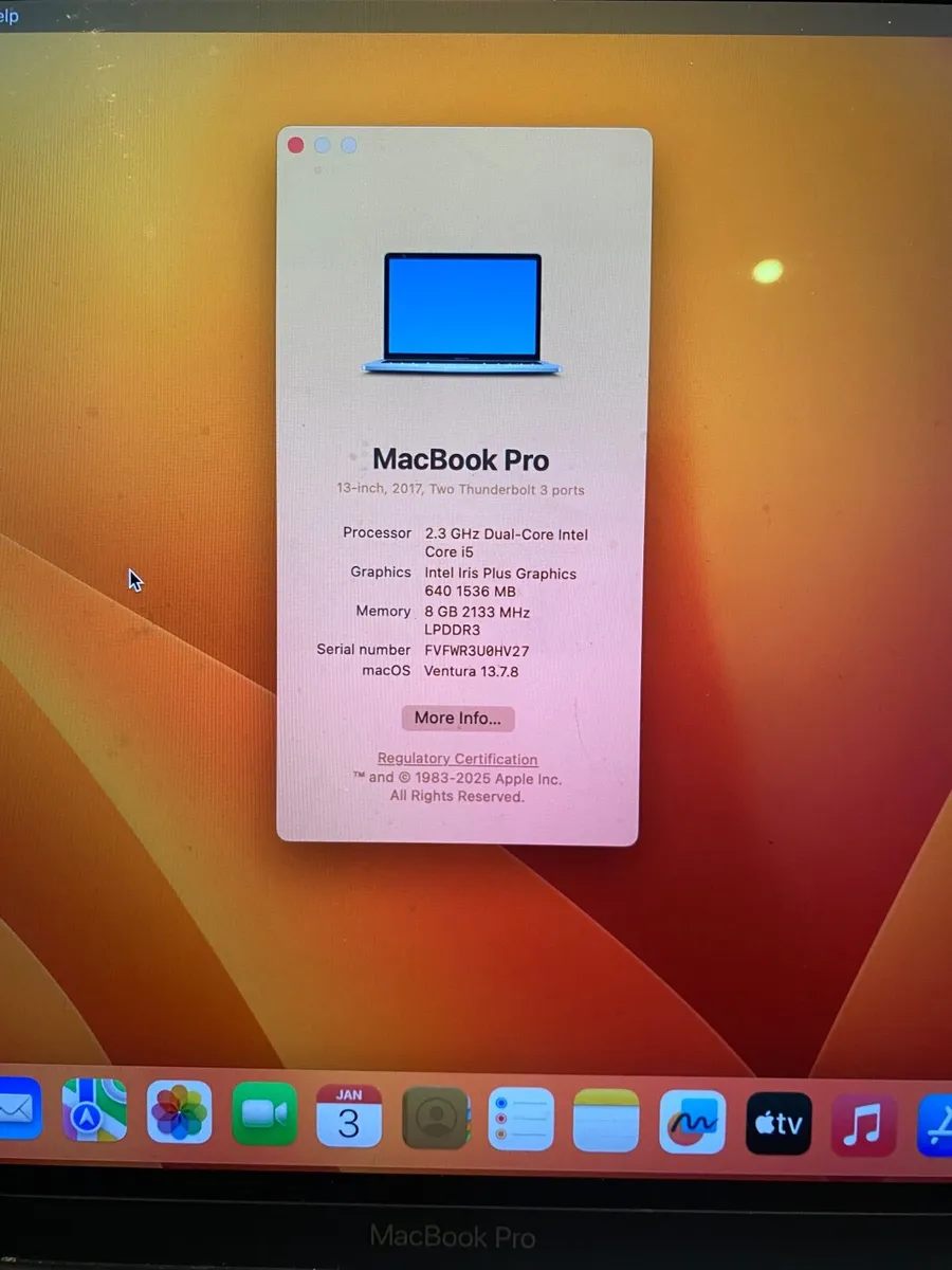 2017 Apple Macbook Pro 13 I5 2.30ghz 8GB 128GB SSD - Image 2