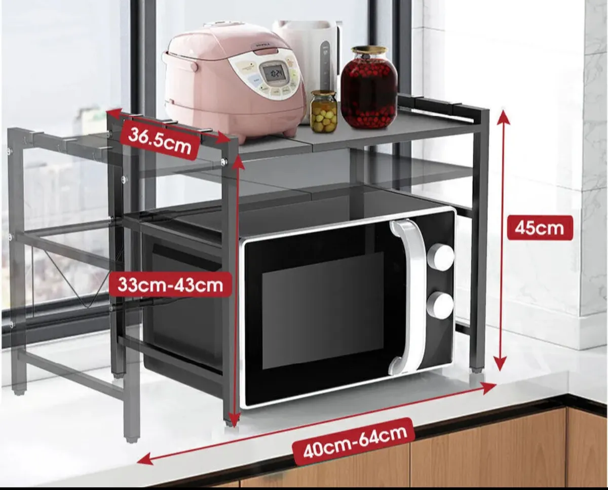 Microwave Rack Adjustable 2 Tier NEW - Image 2