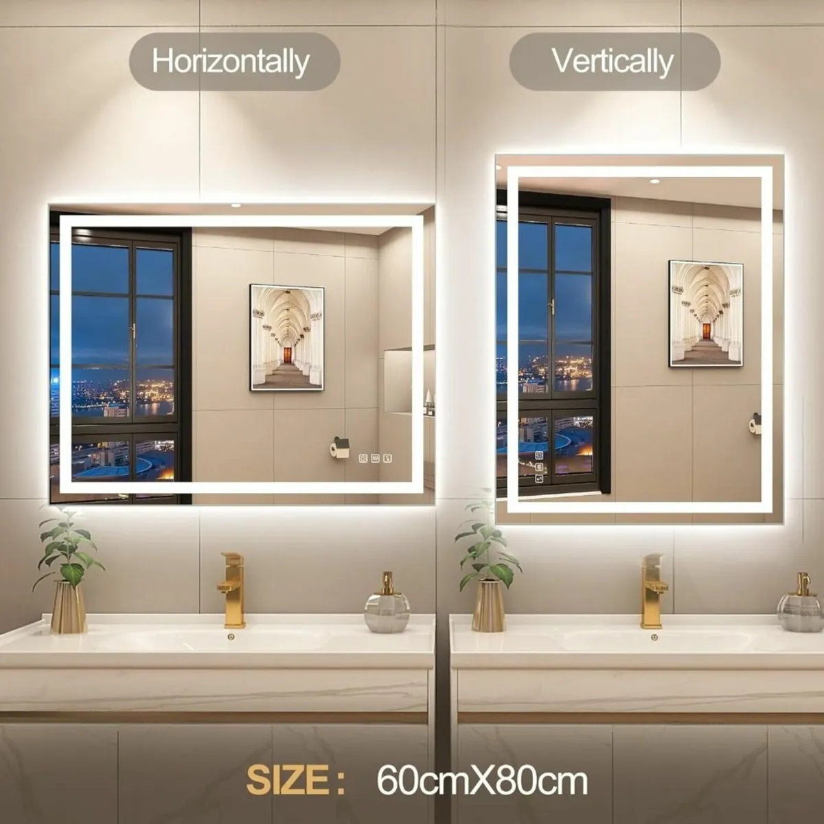 LED Bathroom Mirror Bluetooth Speakers Antifog - Image 2