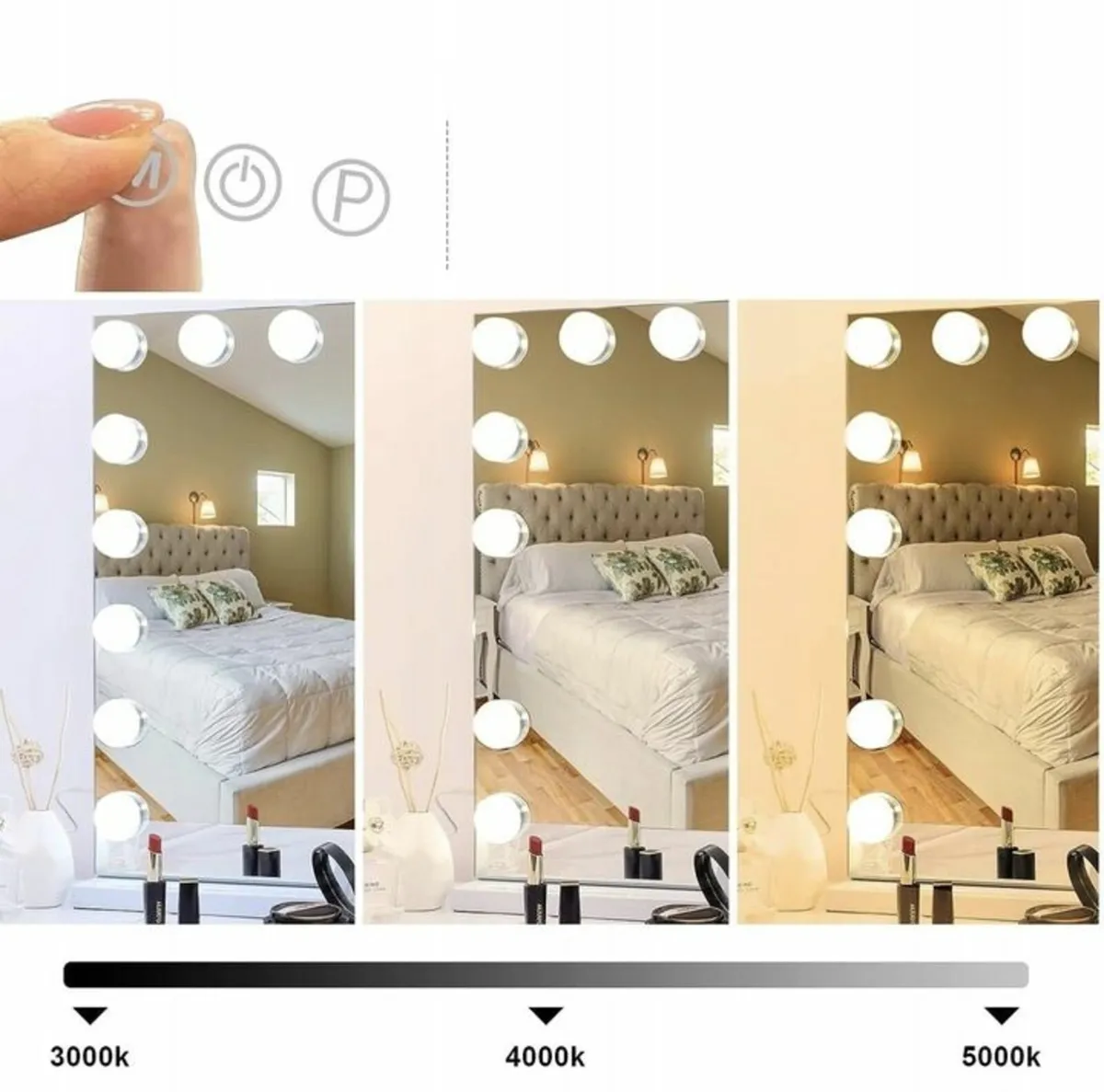 Hollywood Vanity Makeup Mirror USB Charging Port - Image 2