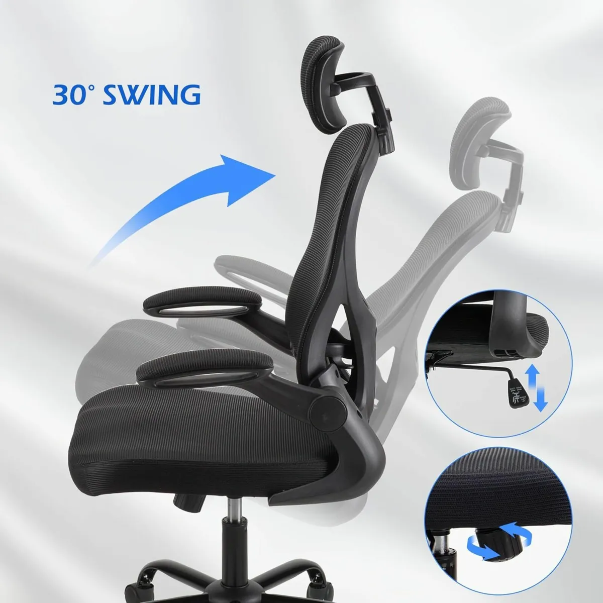 Adjustable headrest office chair lumbar support - Image 3