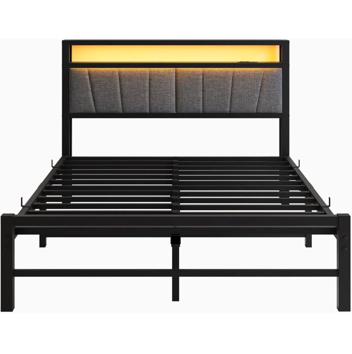 King Size Bed Base with Charging Station and Led l - Image 2