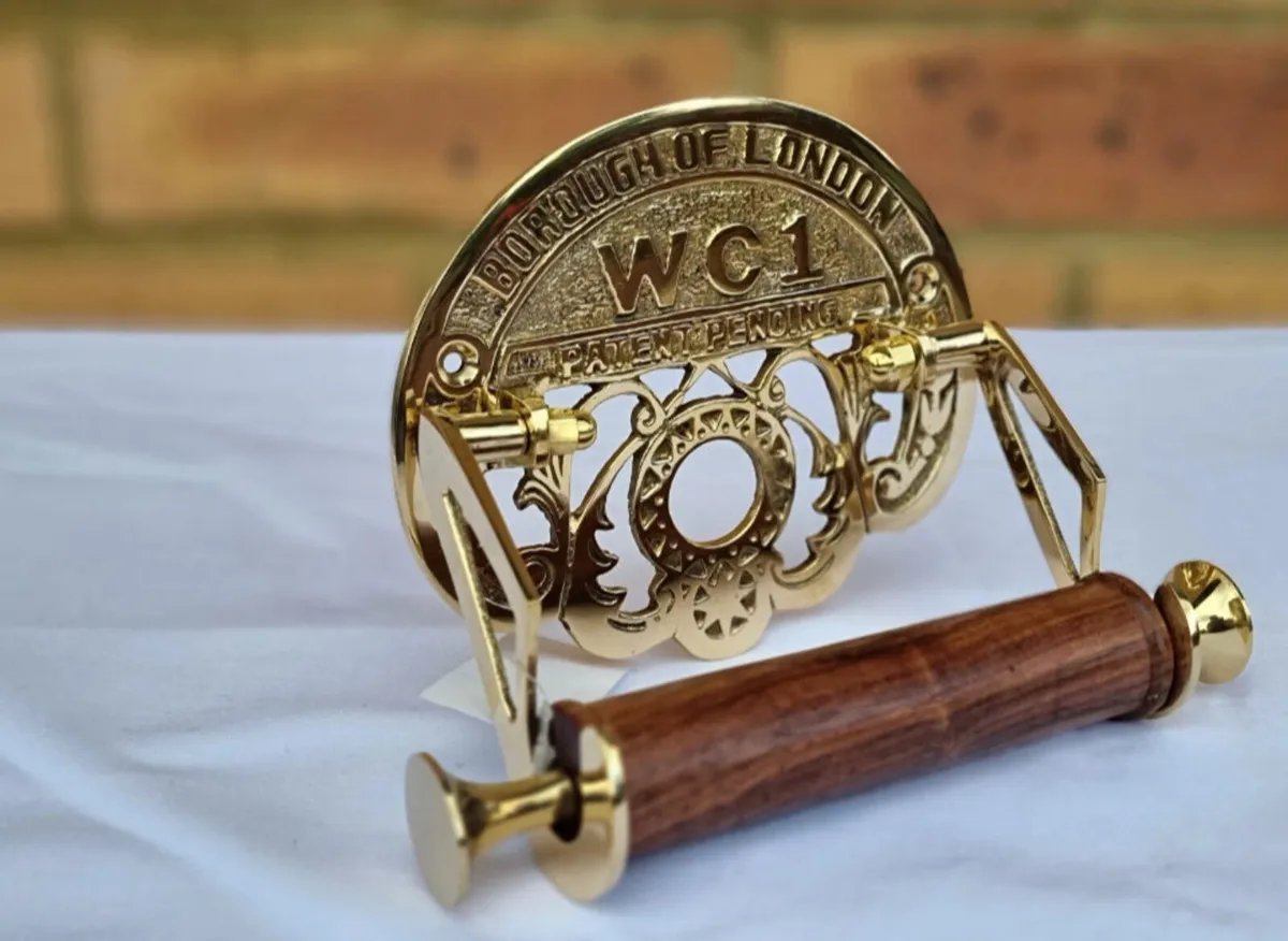 Antique Style Toilet Roll Holder Solid Brass NEW - Image 1