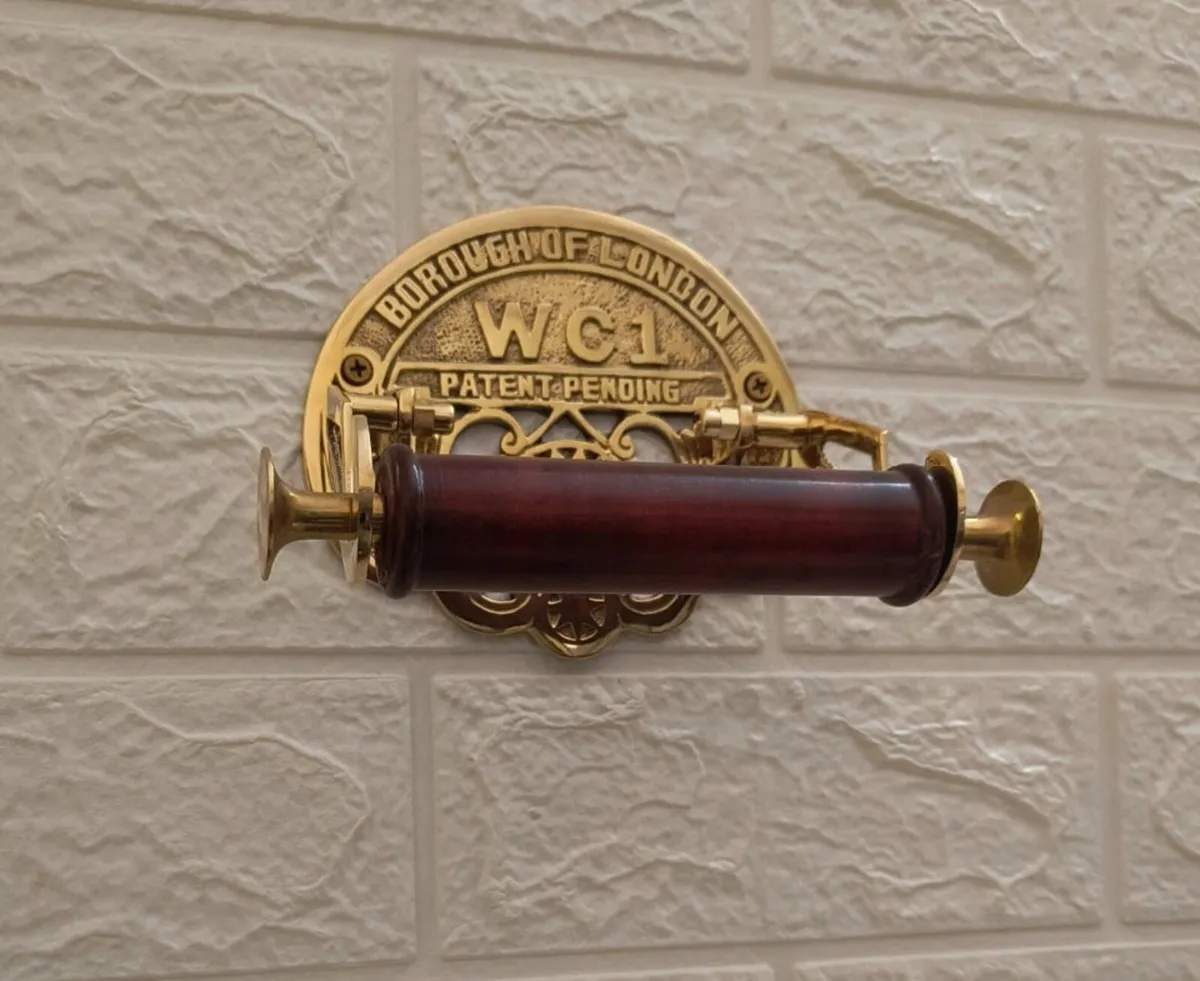 Solid Brass Retro Style Toilet Roll Holder NEW - Image 4