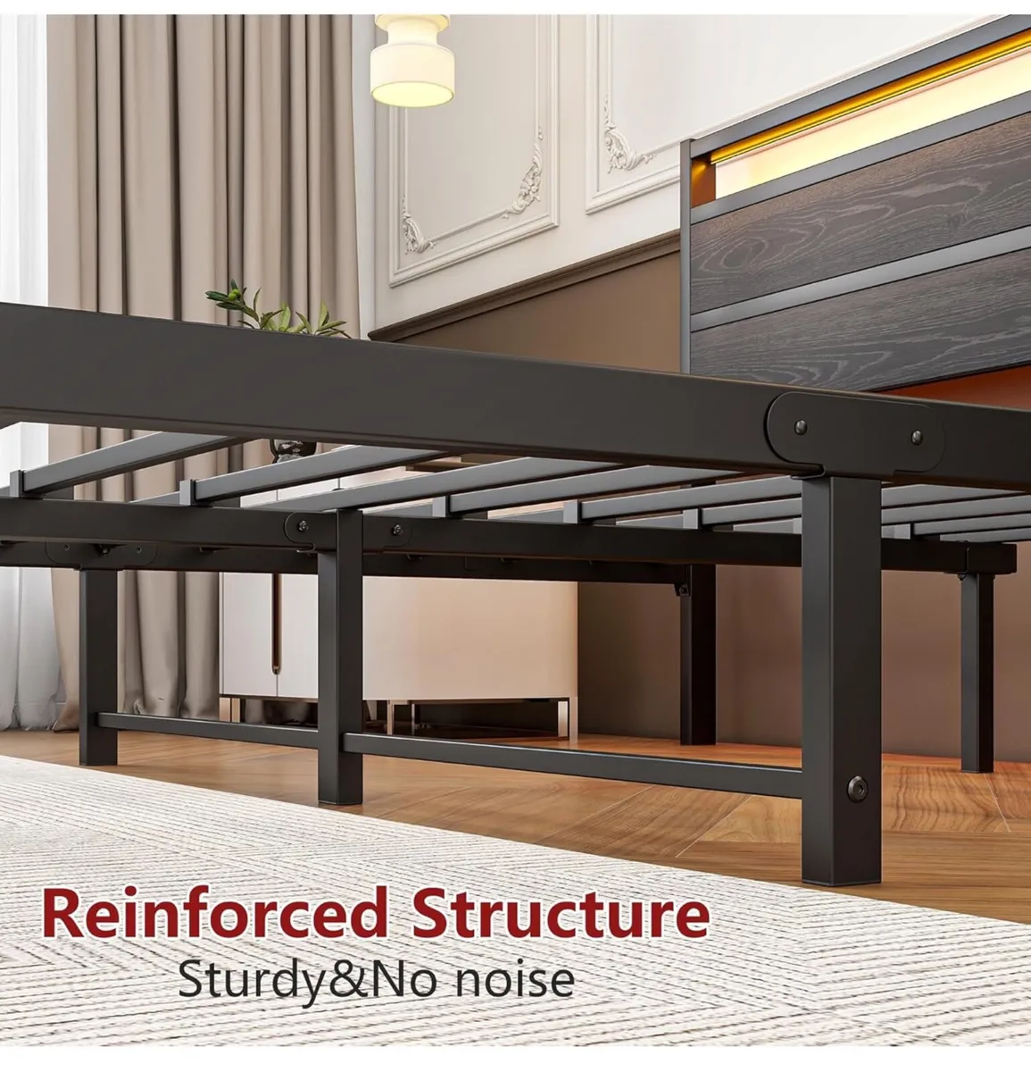 King Size Bed Frame with Headboard & LED Lights - Image 3