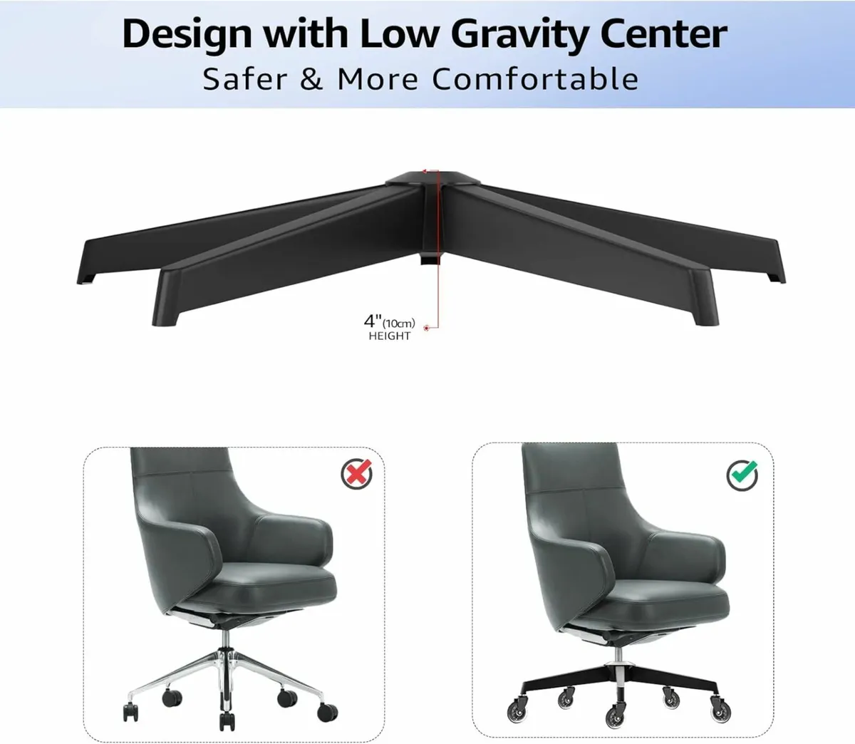 28" Heavy Duty Office Chair Replacement Base - Image 3