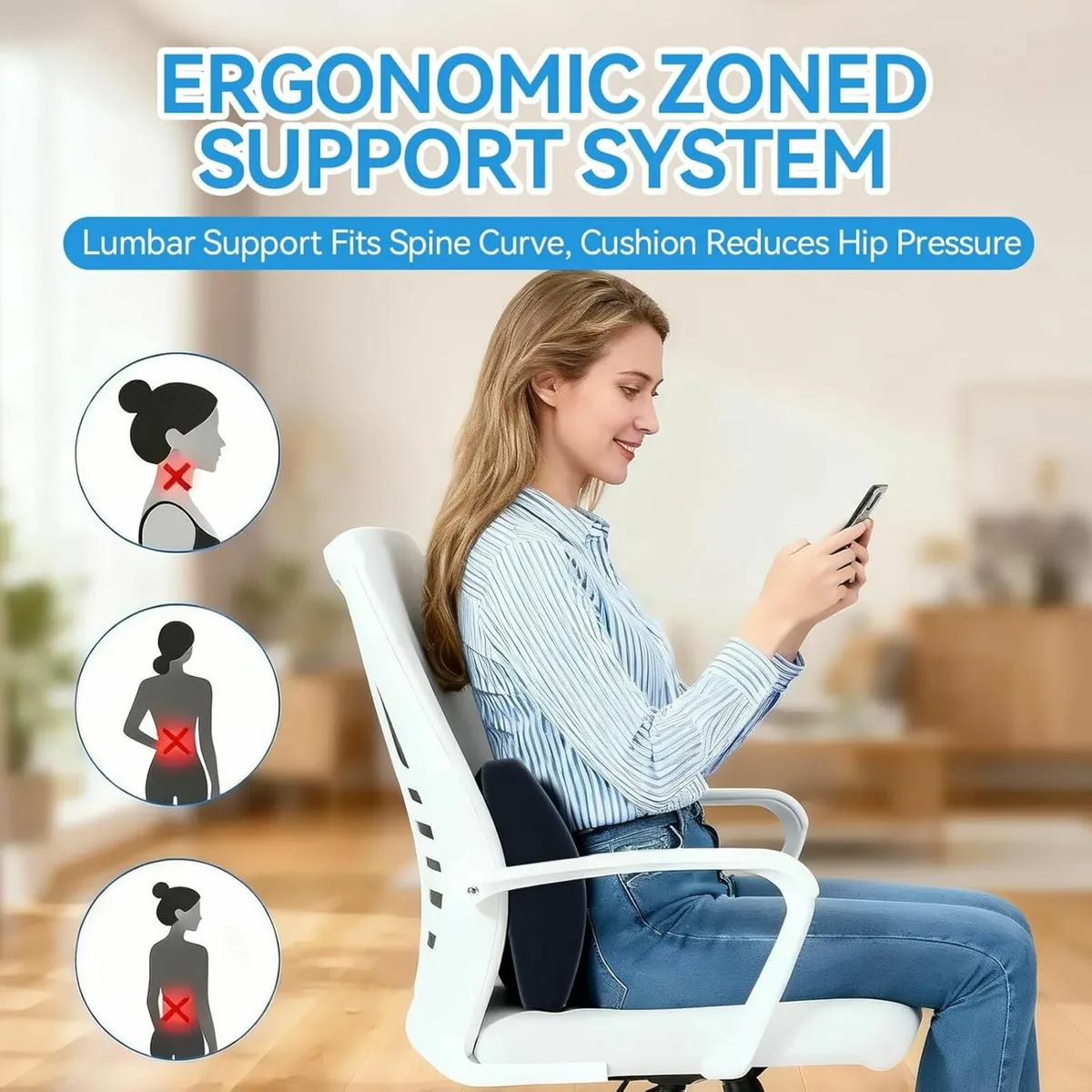 Office Chair Cushion Lumbar Support Pillow Office - Image 4