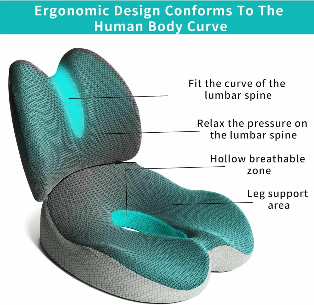 2 in 1 Seat Cushion Lumbar Support, Large Size - Image 3