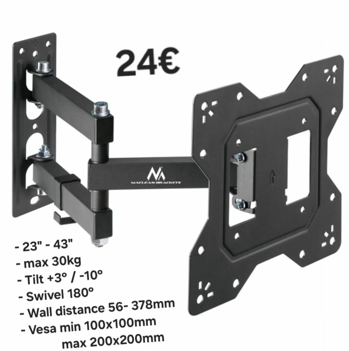 TV Wall Mount Bracket Tilt Swivel  23-43" - Image 1