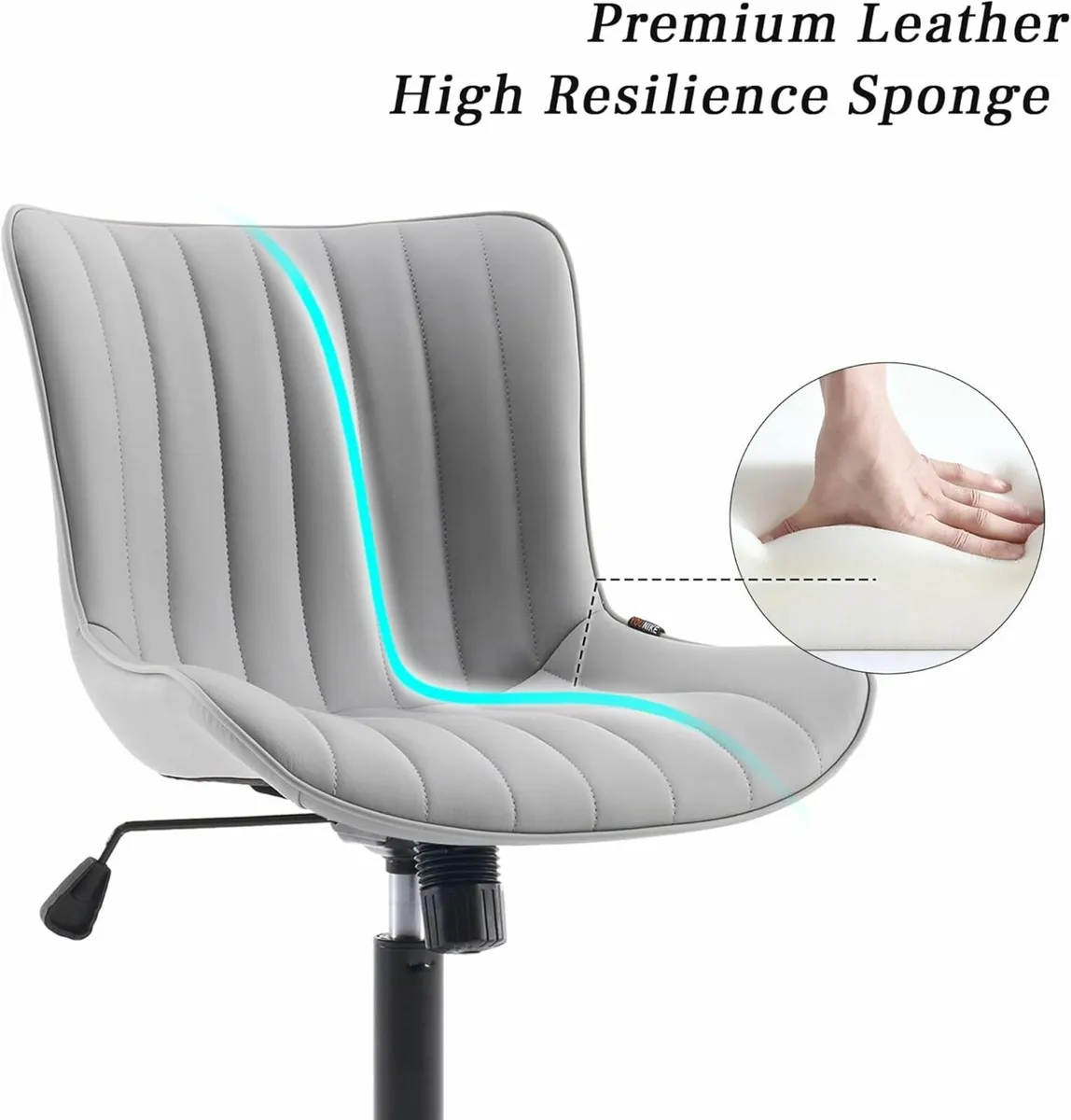 Home Office Chair Swivel Armless Desk Upholstered - Image 3