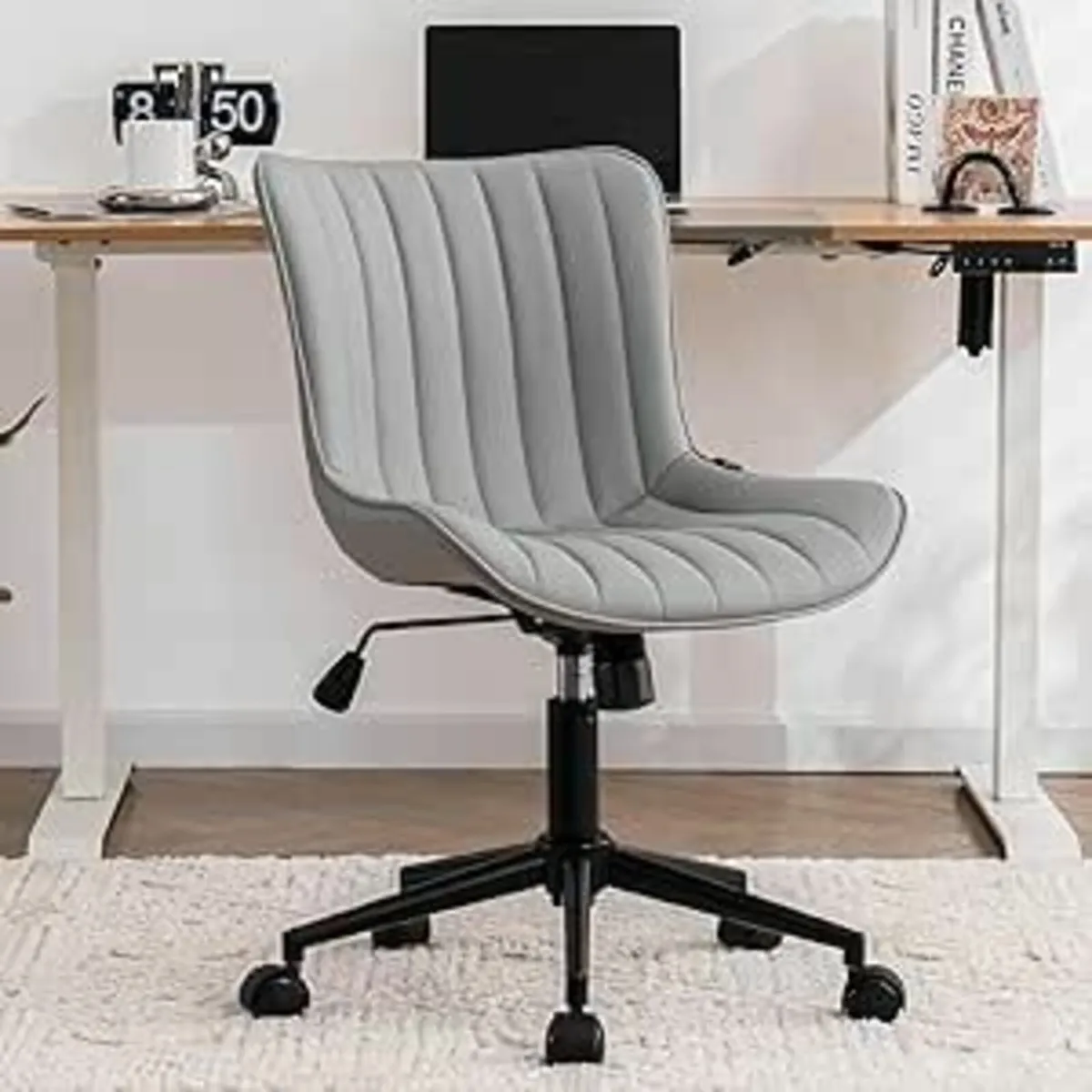 Home Office Chair Swivel Armless Desk Upholstered - Image 4