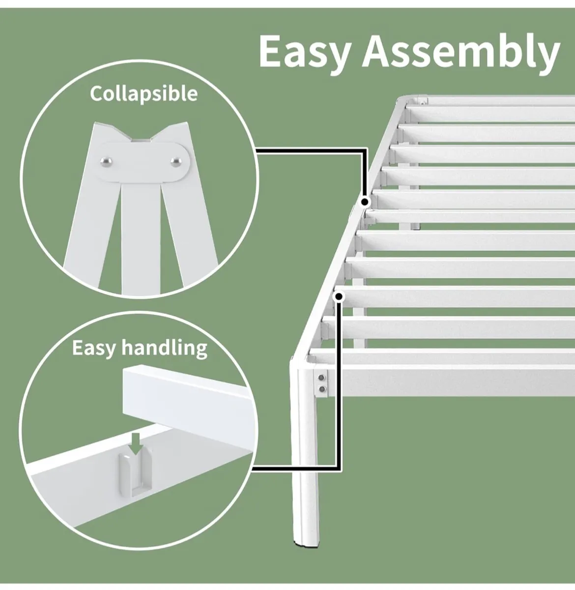 High White King Size Bed Frame 5ft with Rounded Co - Image 3