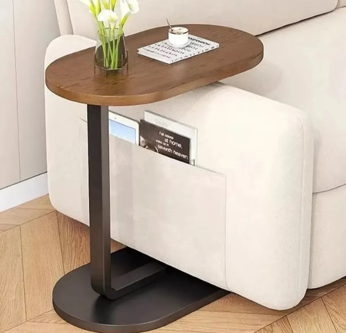 C Shaped Compact Sofa Side End Coffee Table - Image 1
