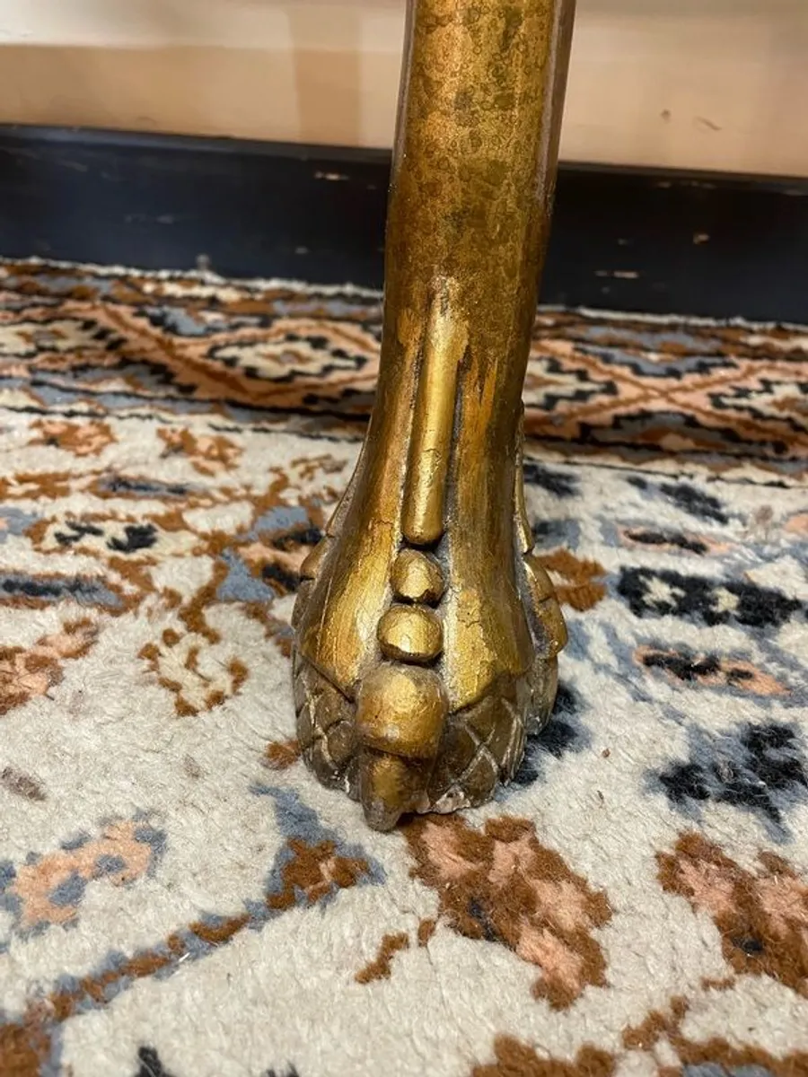 SALE ! Was 450 Now 350 ! Beautiful Demilune Marble Top Gilt Wood Console Table. - Image 4