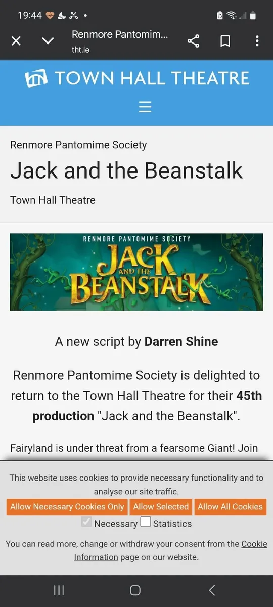 2 tickets for Renmore pantomime