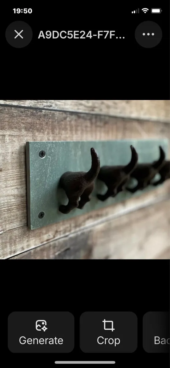 4 Dog Tail Coat Hooks Cast Iron & Slate NEW - Image 3