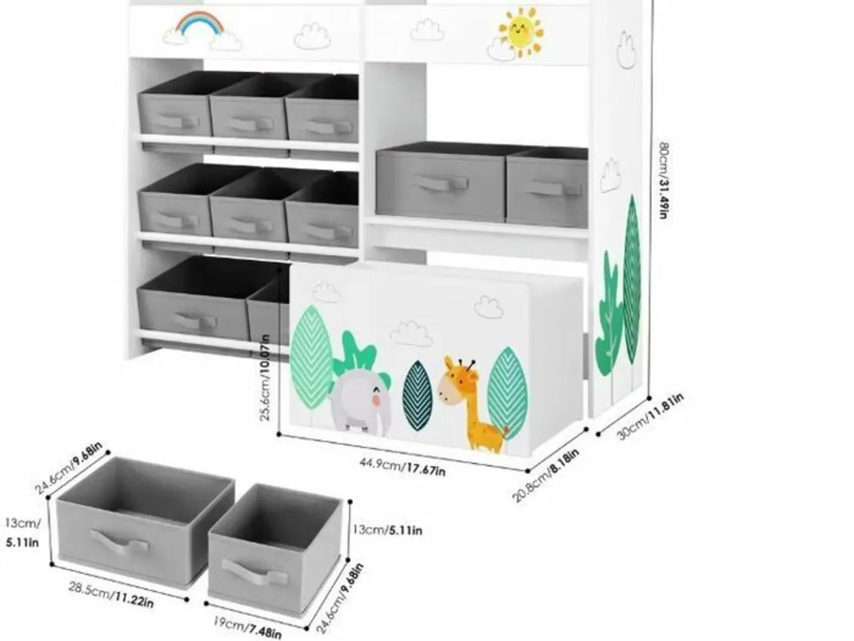 Kids Toy Storage Organiser Bookcase Shelf - Image 3