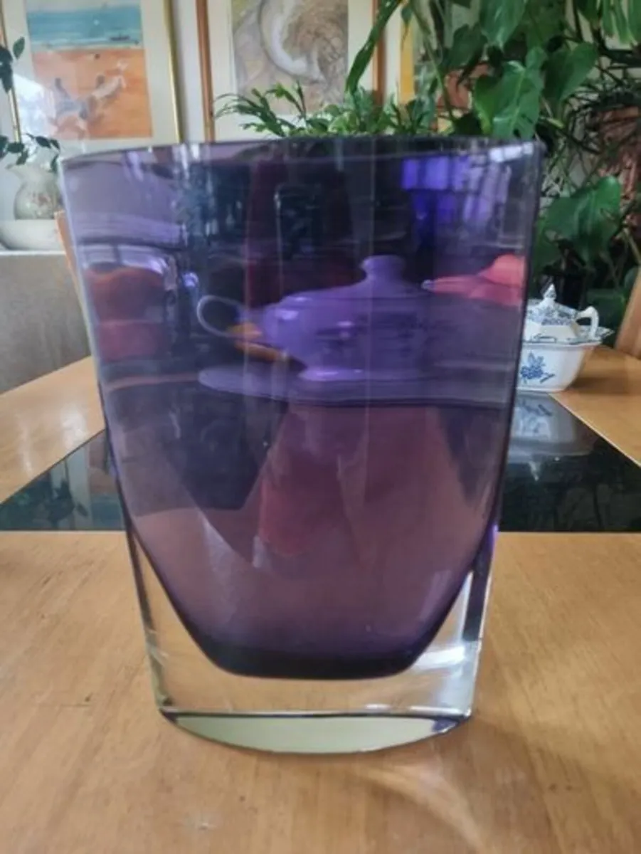 Flat vase Polish art glass - Krosno - Image 1