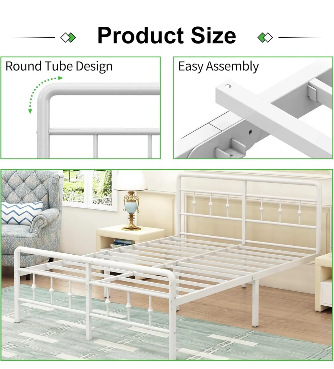 King Size Bed Frame with Victorian Headboard and F - Image 4