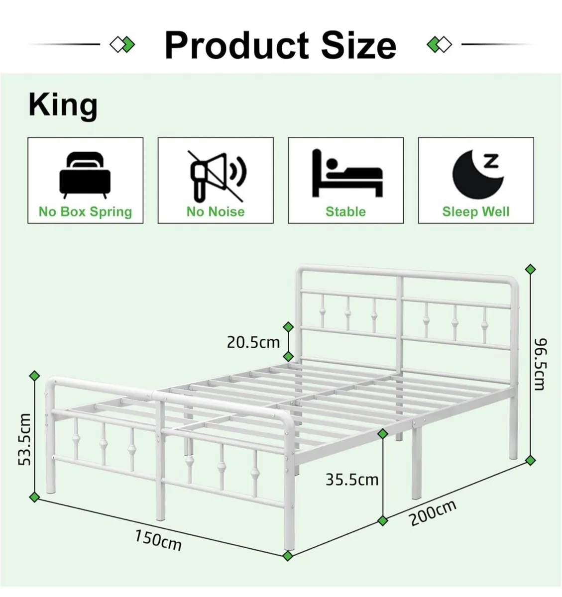 King Size Bed Frame with Victorian Headboard and F - Image 1