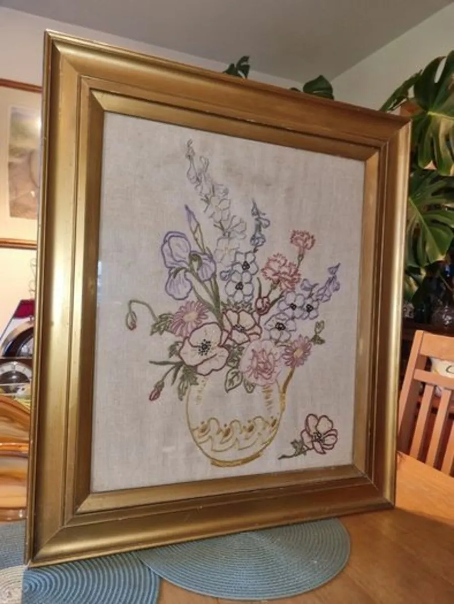 Vintage Framed Embroidery - Image 4