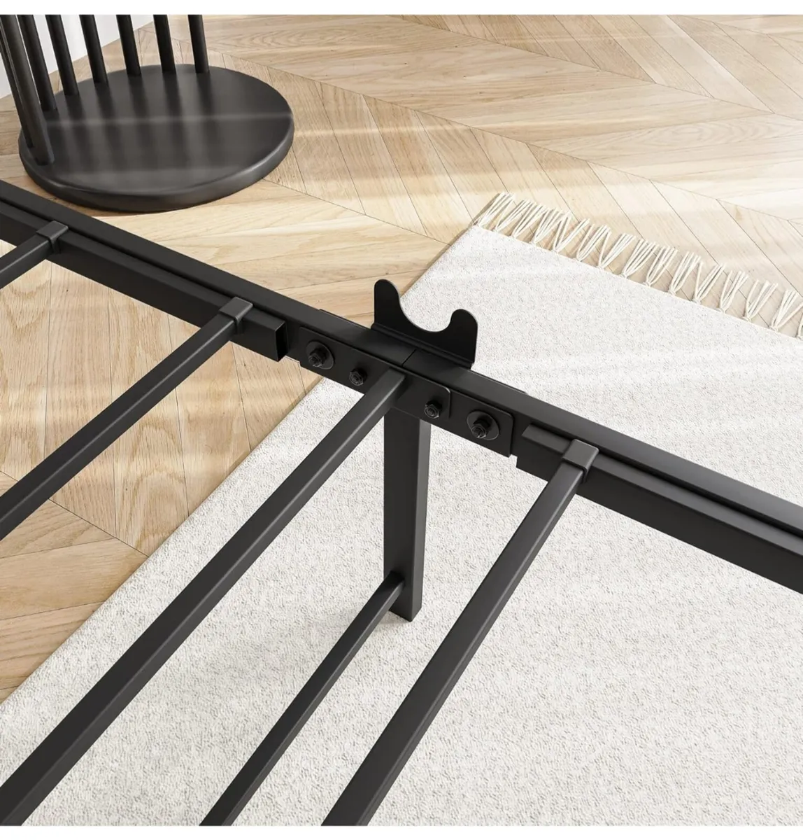 King Size Bed Frame with Wood Headboard,Heavy Duty - Image 2