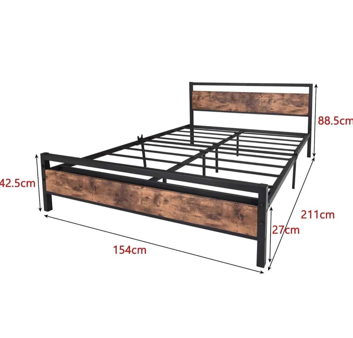 King Size Bed Frame with Wood Headboard,Heavy Duty - Image 3