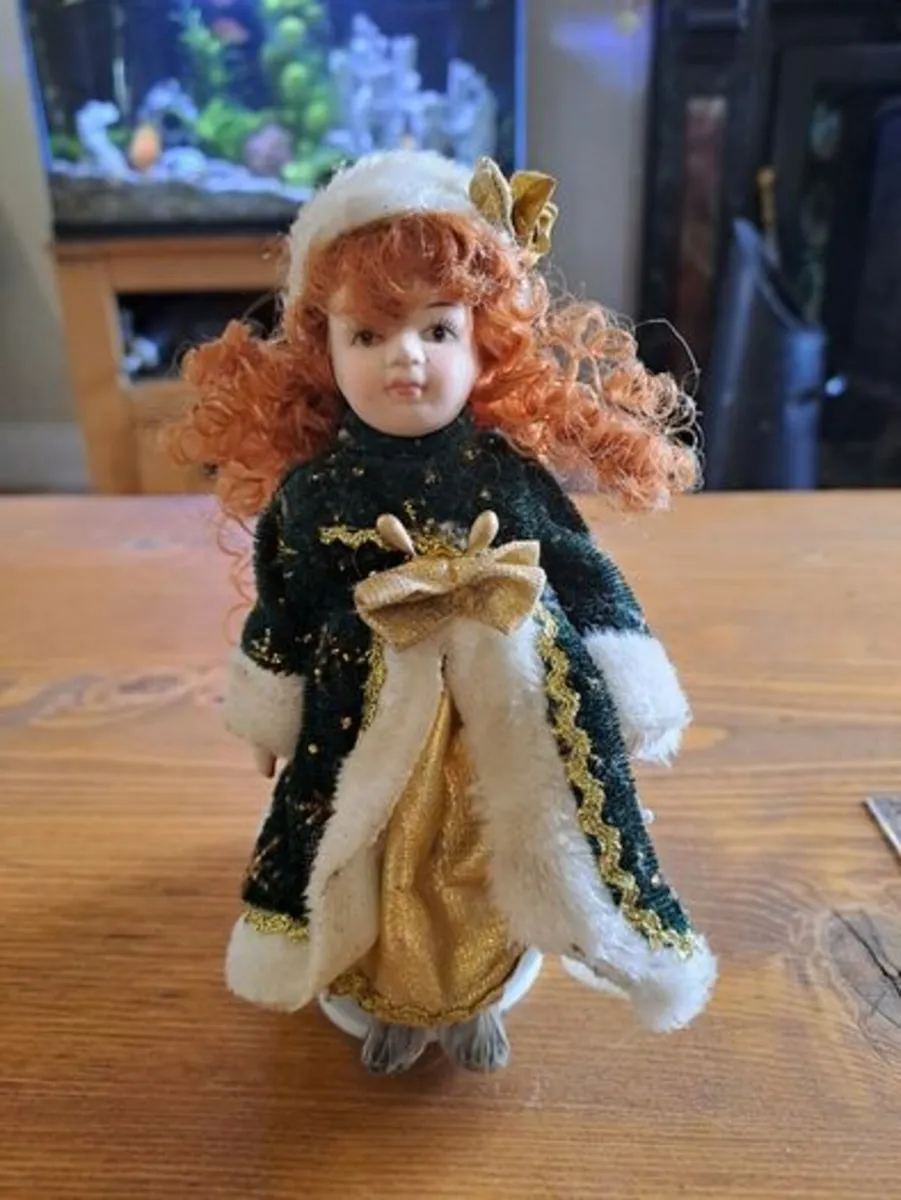Vintage Christmas porcelain doll - Image 1