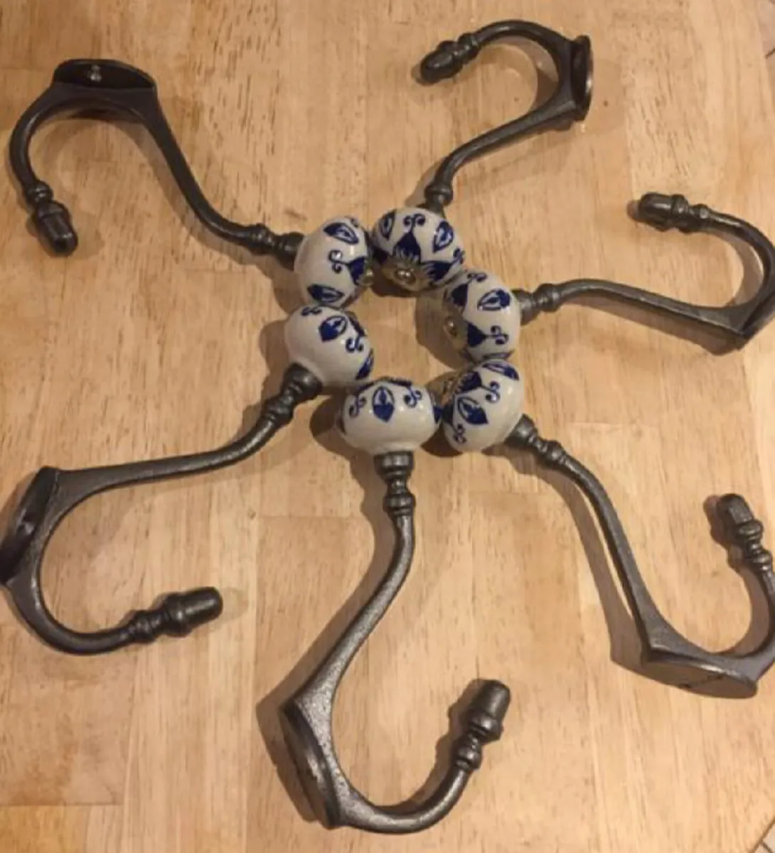 6 x Large Cast Iron Coat Hooks Pumpkin Retro NEW - Image 2