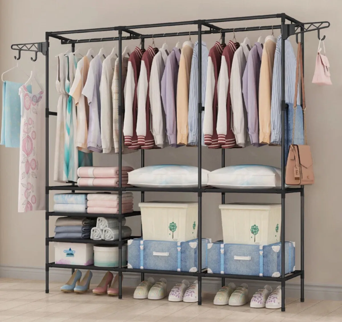Metal Clothes Rail Rack With Shelves - Image 2