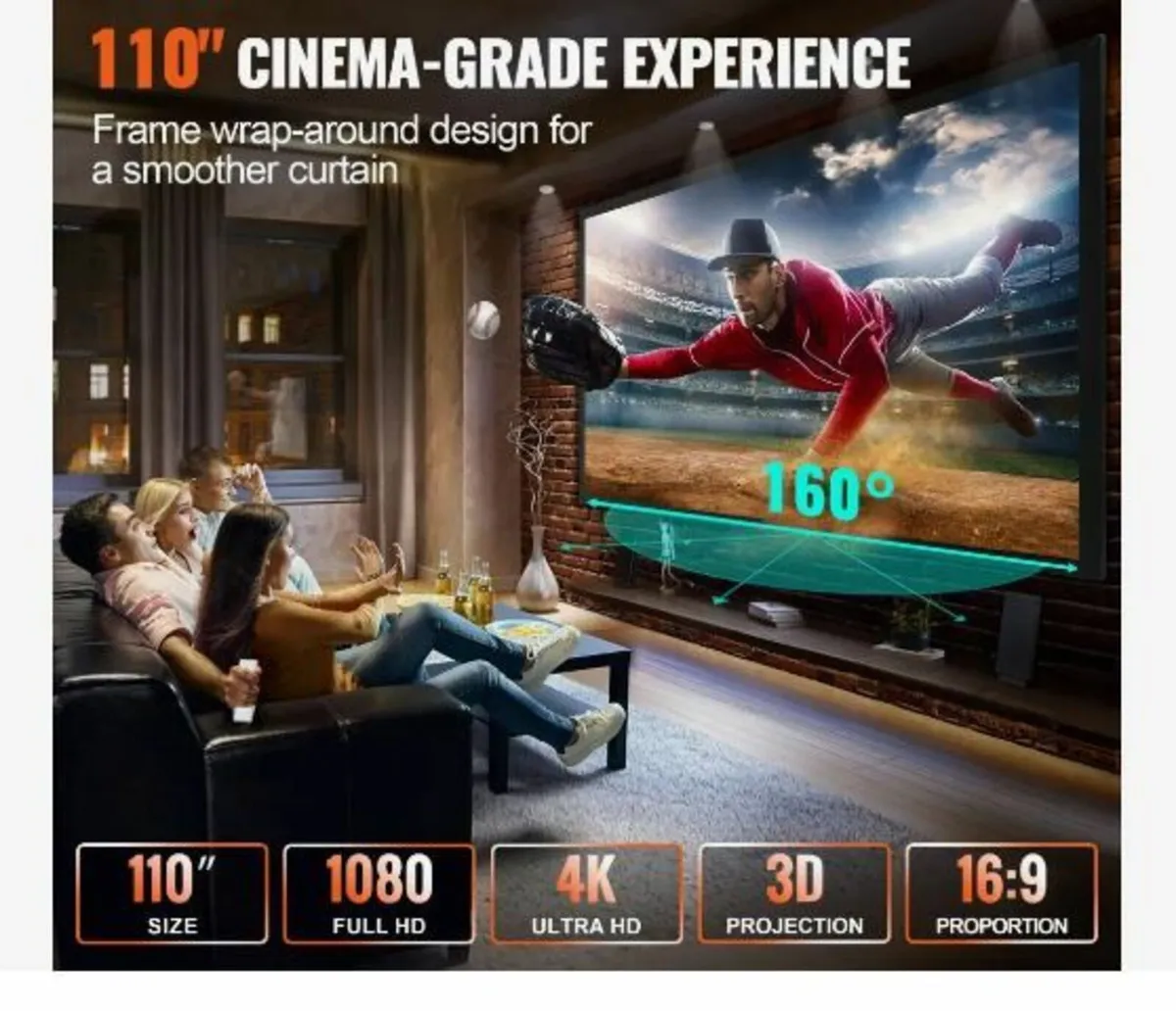 110Inch Diagonal Projector Screen - Image 4