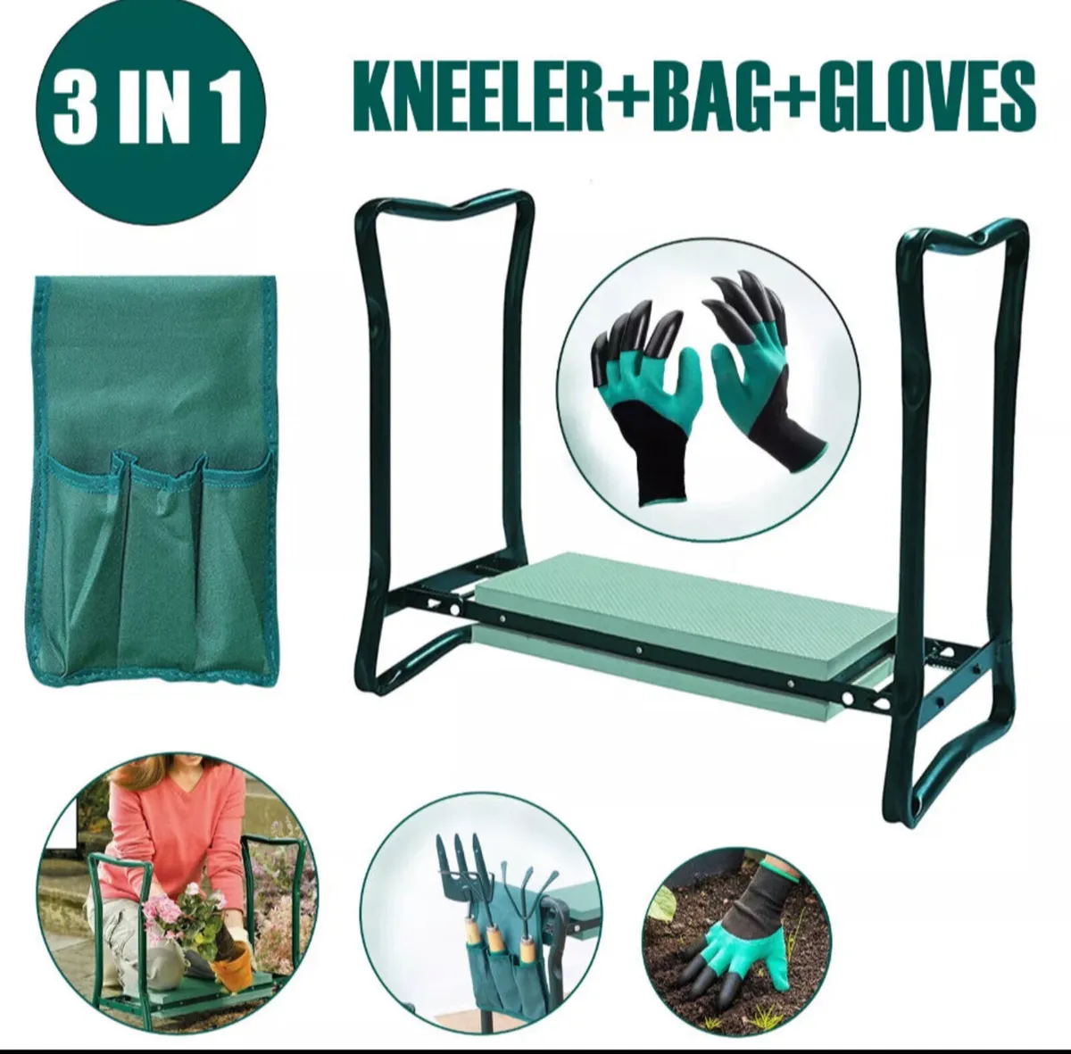 Garden Kneeler Folding Stool with Tool Bag - Image 1