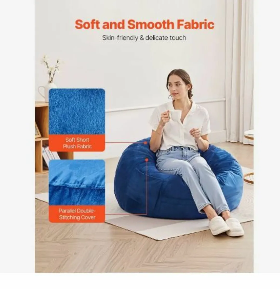 Bean Bag Chair, 3 feet Round Bean Bag Chair - Image 3