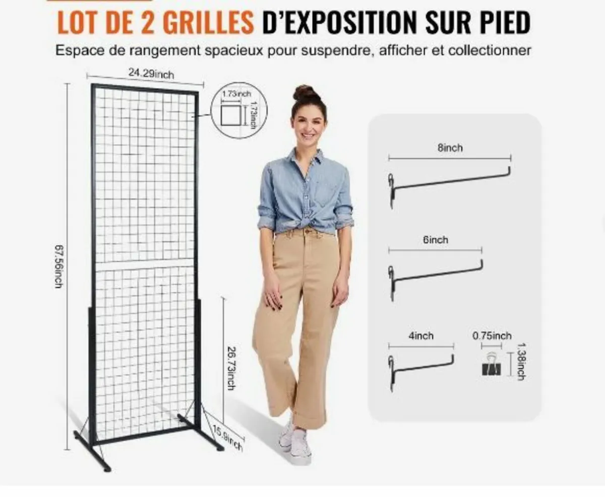 61 x170.7 cm Grid Wall Panels Tower - Image 2