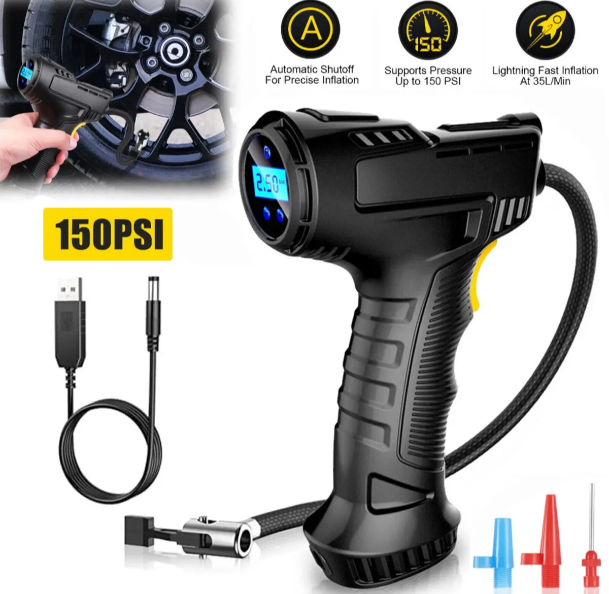 150psi Cordless Air Compressor Tyre Inflator NEW - Image 1