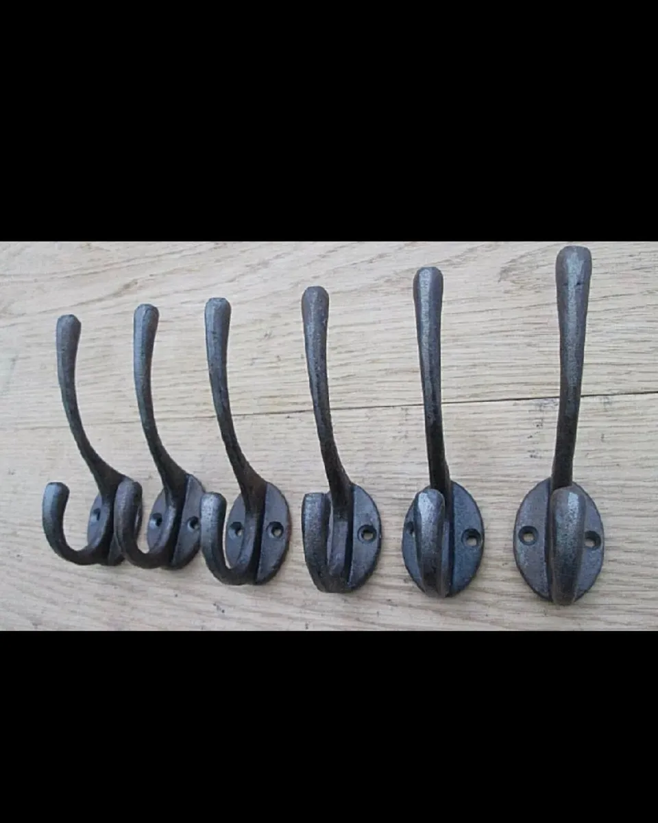 6 x Cast Iron Coat Hooks Vintage Retro Style - Image 2