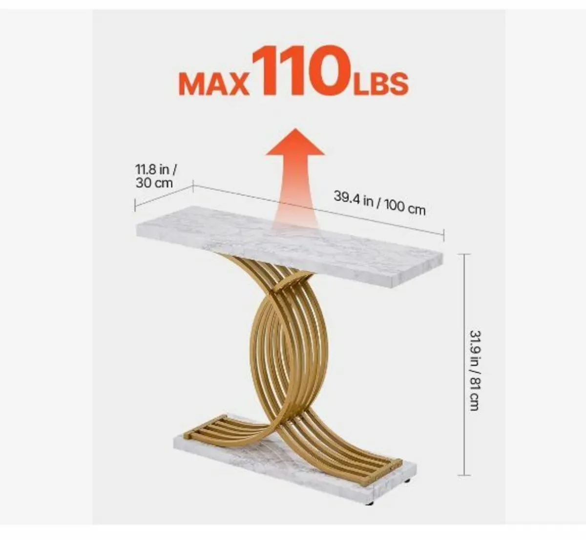 Narrow Console Sofa Table, 39.4 inches - Image 2