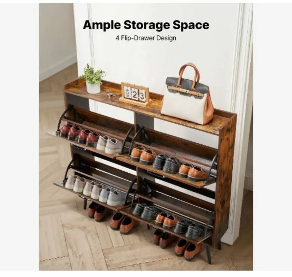 Shoe Cabinet with 4 Flip Drawers - Image 3