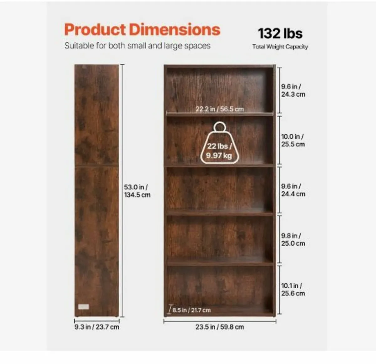 5 Tiers Narrow Bookshelf - Image 3