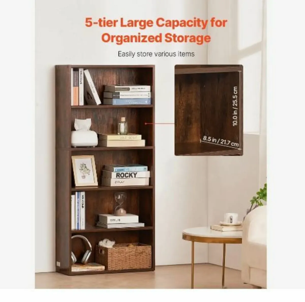 5 Tiers Narrow Bookshelf - Image 4