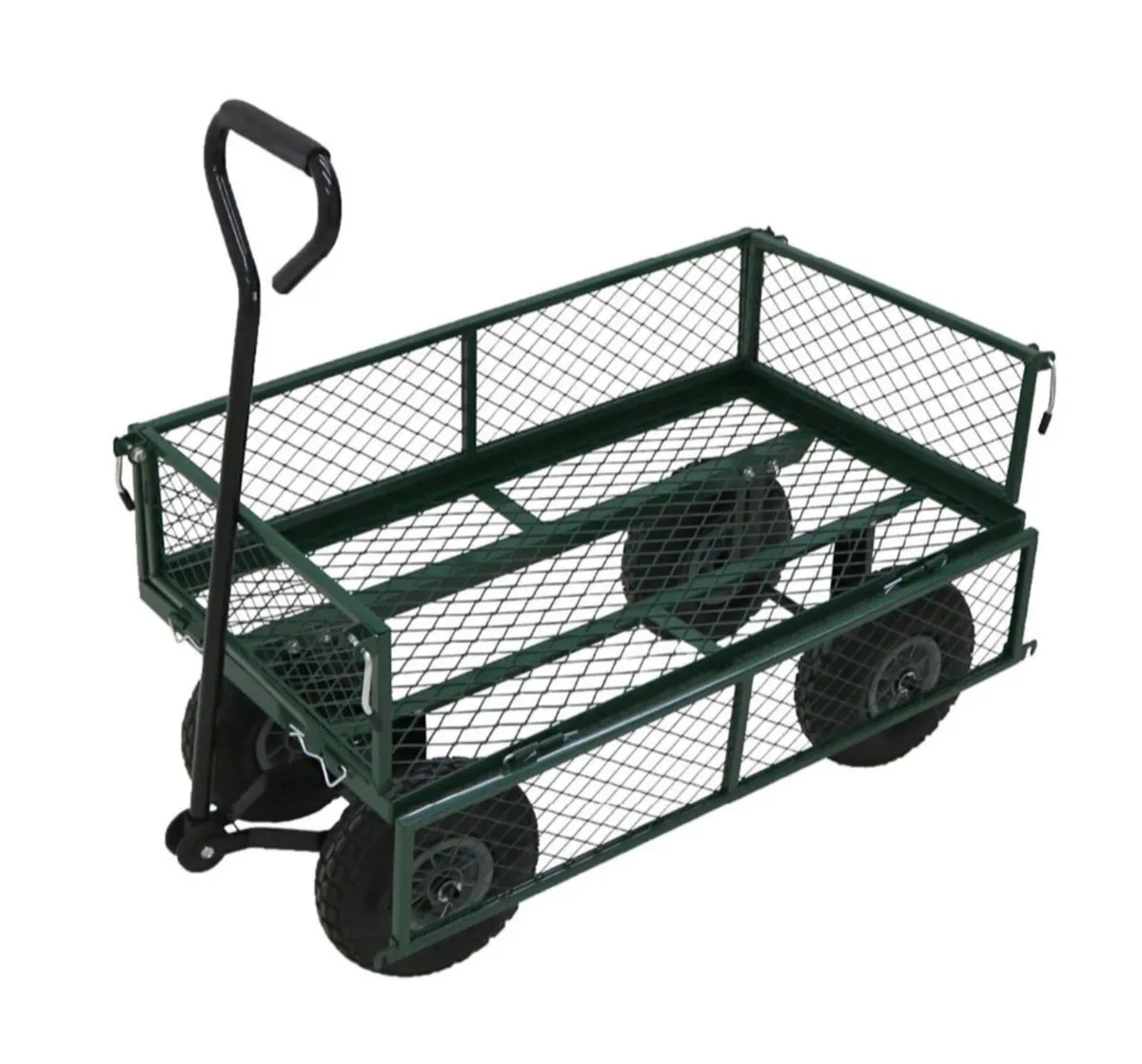 Heavy Duty Metal Green Garden Cart Trolley - Image 1
