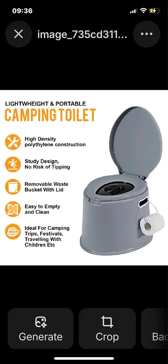 6 Litre Portable Camping Toilet Adult Size - Image 1