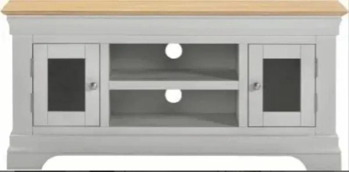 Bordeaux Small TV Stand Pebble Grey/Oak - Image 3