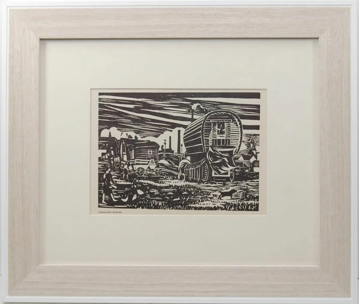 Harry Kernoff Woodcut Caravan Dublin - Image 1