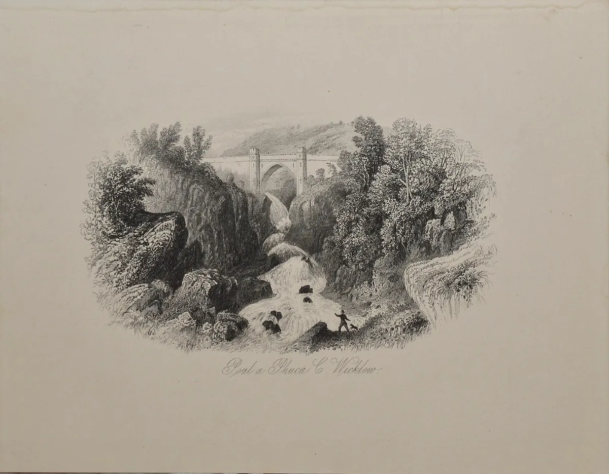 Poulaphouca, County Wicklow 1863 Antique Print - Image 1