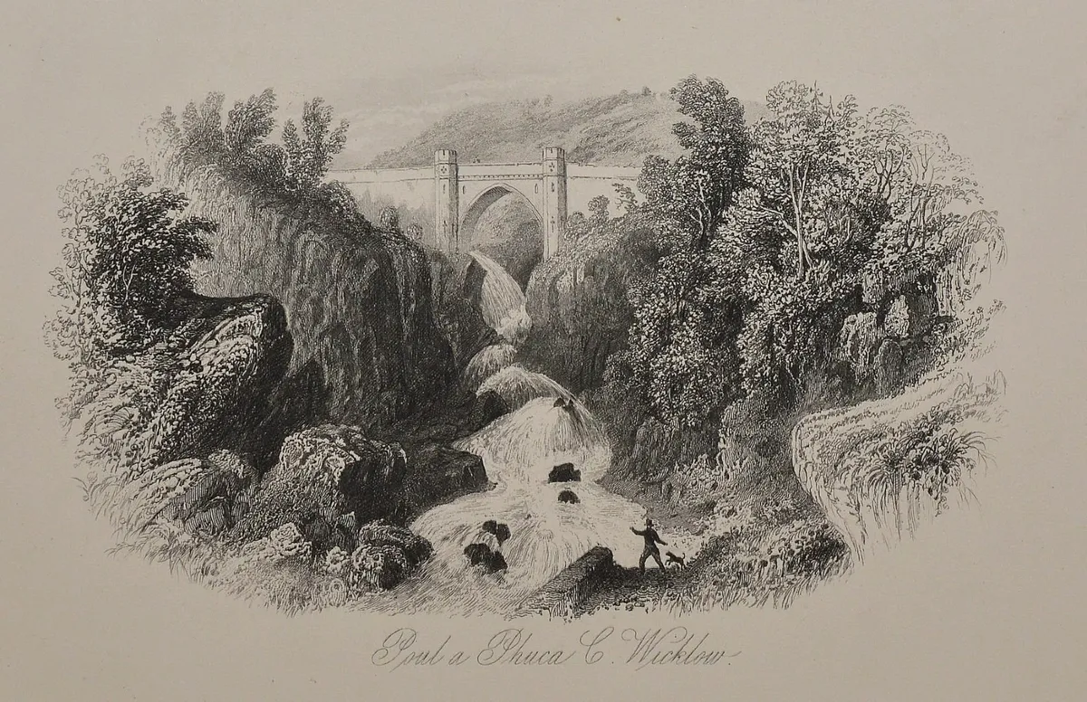 Poulaphouca, County Wicklow 1863 Antique Print - Image 2